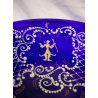 ANTICO RARO PIATTO VETRO MURANO BLU GLASS  DECORATO FIGURE DAMA CAVALIERI '800