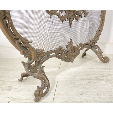 ANTICO PARASCINTILLE BRONZO PRIMI 1900 CAMINO SALOTTO VILLA PARAFIAMME FUOCO
