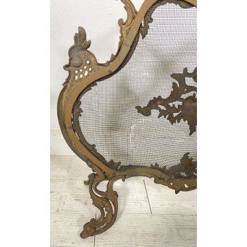 ANTICO PARASCINTILLE BRONZO PRIMI 1900 CAMINO SALOTTO VILLA PARAFIAMME FUOCO