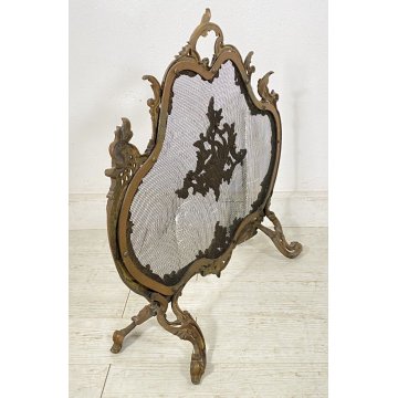 ANTICO PARASCINTILLE BRONZO PRIMI 1900 CAMINO SALOTTO VILLA PARAFIAMME FUOCO
