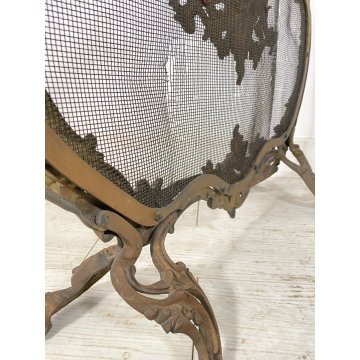 ANTICO PARASCINTILLE BRONZO PRIMI 1900 CAMINO SALOTTO VILLA PARAFIAMME FUOCO