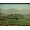 QUADRO OLIO TAVOLA G.B. Ciolina VEDUTA PAESAGGIO LACUSTRE MUCCHE Valle Vigezzo
