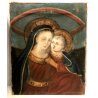 ANTICO DIPINTO OLIO TELA Madonna Del Buon Consiglio GESU' BAMBINO RELIGIOSO '600
