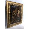 ANTICO QUADRO DIPINTO OLIO SCENA GENERE INTERNO MESTRIERE CALZOLAIO CIABATTINO