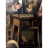 ANTICO QUADRO DIPINTO OLIO SCENA GENERE INTERNO MESTRIERE CALZOLAIO CIABATTINO