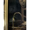 ANTICO QUADRO DIPINTO OLIO SCENA GENERE INTERNO MESTRIERE CALZOLAIO CIABATTINO