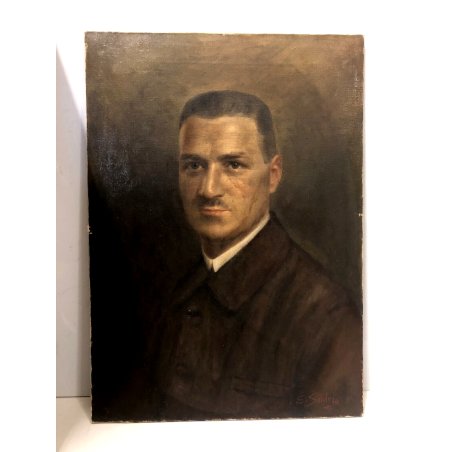 ANTICO DIPINTO OLIO TELA Erminio Soldera RITRATTO MASCHILE NOBILE UOMO EPOCA 900