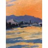 ANTICO QUADRO DIPINTO OLIO A. Gazzola VEDUTA ROCCA Castello Angera Lago Maggiore