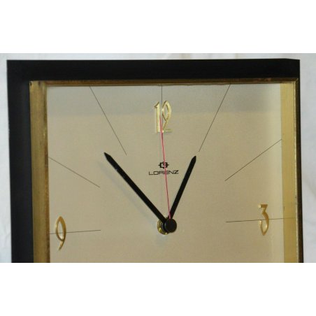 OROLOGIO PARETE Lorenz DESIGN VINTAGE anni 70 NERO ORO OLD WALL CLOCK Junghans