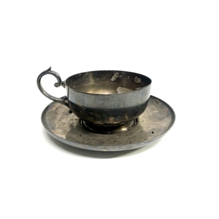 ANTICA TAZZA PIATTINO ALPACCA ARGENTATA F.lli Broggi  Milano AMBASCIATA ANNI '30