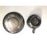 ANTICA TAZZA PIATTINO ALPACCA ARGENTATA F.lli Broggi  Milano AMBASCIATA ANNI '30