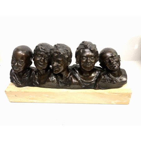 SCULTURA BRONZO V. Aurisicchio  "Scugnizzi" BASAMENTO MARMO ITALIA NAPOLI '800