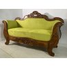 ANTICO DIVANO A BARCA LUIGI FILIPPO 1800 STOFFA VERDE LEGNO NOCE SOFA EPOCA