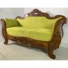 ANTICO DIVANO A BARCA LUIGI FILIPPO 1800 STOFFA VERDE LEGNO NOCE SOFA EPOCA