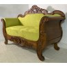 ANTICO DIVANO A BARCA LUIGI FILIPPO 1800 STOFFA VERDE LEGNO NOCE SOFA EPOCA