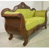 ANTICO DIVANO A BARCA LUIGI FILIPPO 1800 STOFFA VERDE LEGNO NOCE SOFA EPOCA