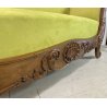 ANTICO DIVANO A BARCA LUIGI FILIPPO 1800 STOFFA VERDE LEGNO NOCE SOFA EPOCA