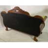 ANTICO DIVANO A BARCA LUIGI FILIPPO 1800 STOFFA VERDE LEGNO NOCE SOFA EPOCA