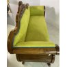 ANTICO DIVANO A BARCA LUIGI FILIPPO 1800 STOFFA VERDE LEGNO NOCE SOFA EPOCA