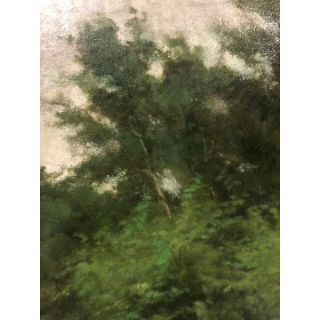 QUADRO DIPINTO OLIO TAVOLA A. E. Campestrini PAESAGGIO COLLINARE STRADA CAMPAGNA