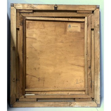 QUADRO DIPINTO OLIO TAVOLA A. E. Campestrini PAESAGGIO COLLINARE STRADA CAMPAGNA