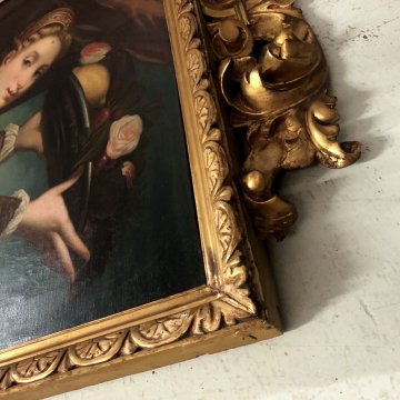 ANTICO QUADRO COPIA D'AUTORE RITRATTO Ragazza con cestino di frutti TIZIANO