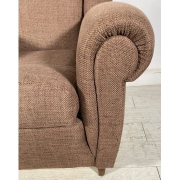 COPPIA POLTRONA ORECCHIE TOFFA MARRONE DEDIGN VINTAGE ARMCHAIR ANNI '50 LEGNO