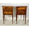 ANTICA COPPIA COMODINO LUIGI XVI INTARISATO LEGNO NOCE 1800 CAMERA LETTO EPOCA