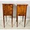 ANTICA COPPIA COMODINO LUIGI XVI INTARISATO LEGNO NOCE 1800 CAMERA LETTO EPOCA