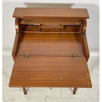 BANCO SCRIVANIA INTARSIATA LEGNO NOCE 1800 INGLESE TAPPARELLA SCRITTOIO RIBALTA