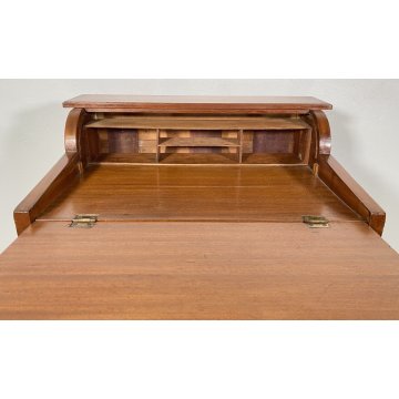 BANCO SCRIVANIA INTARSIATA LEGNO NOCE 1800 INGLESE TAPPARELLA SCRITTOIO RIBALTA