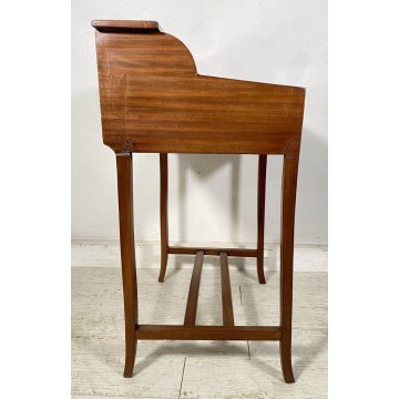 BANCO SCRIVANIA INTARSIATA LEGNO NOCE 1800 INGLESE TAPPARELLA SCRITTOIO RIBALTA