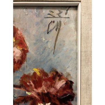 QUADRO OLIO TAVOLA Corrado Michelozzi NATURA MORTA VASO di FIORI