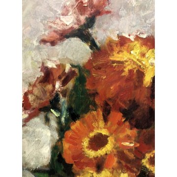 QUADRO OLIO TAVOLA Corrado Michelozzi NATURA MORTA VASO di FIORI