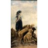 ANTICO QUADRO DIPINTO OLIO P. Arati PASTORELLA GREGGE  FANCIULLA PECORE 1907