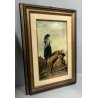 ANTICO QUADRO DIPINTO OLIO P. Arati PASTORELLA GREGGE  FANCIULLA PECORE 1907
