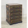 ANTICO COMODINO TIROLESE ANNI 50 LEGNO LACCATO 5 CASSETTI CASSETTIERA CREDENZA