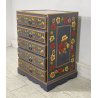 ANTICO COMODINO TIROLESE ANNI 50 LEGNO LACCATO 5 CASSETTI CASSETTIERA CREDENZA