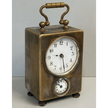 ANTICA SVEGLIA da VIAGGIO epoca 900 argentata OROLOGIO SUONERIA old TRAVEL CLOCK