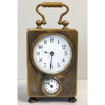 ANTICA SVEGLIA da VIAGGIO epoca 900 argentata OROLOGIO SUONERIA old TRAVEL CLOCK