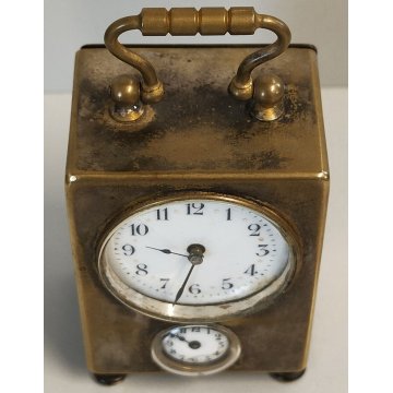 ANTICA SVEGLIA da VIAGGIO epoca 900 argentata OROLOGIO SUONERIA old TRAVEL CLOCK