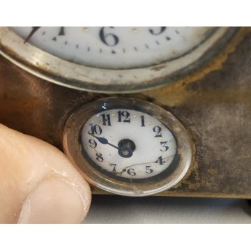 ANTICA SVEGLIA da VIAGGIO epoca 900 argentata OROLOGIO SUONERIA old TRAVEL CLOCK
