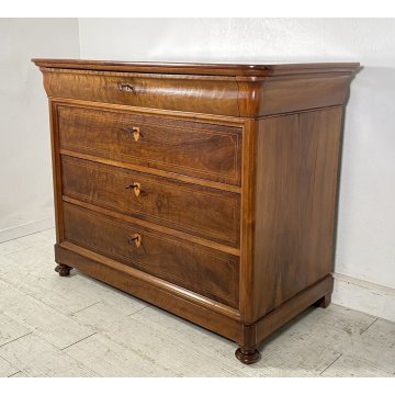 ANTICO COMO CASSETTONE 1800 CAPPUCCINO 4 CASSETTI INTARSIATO LEGNO NOCE EPOCA
