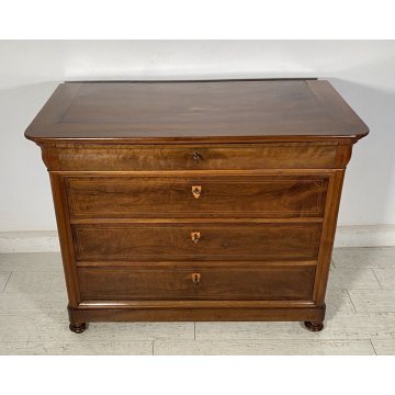 ANTICO COMO CASSETTONE 1800 CAPPUCCINO 4 CASSETTI INTARSIATO LEGNO NOCE EPOCA