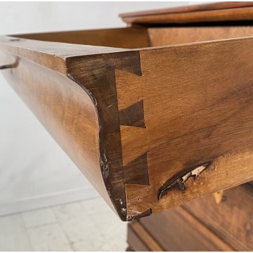ANTICO COMO CASSETTONE 1800 CAPPUCCINO 4 CASSETTI INTARSIATO LEGNO NOCE EPOCA
