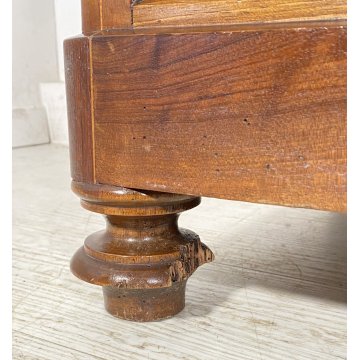 ANTICO COMO CASSETTONE 1800 CAPPUCCINO 4 CASSETTI INTARSIATO LEGNO NOCE EPOCA
