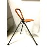 SEDILE PIEGHEVOLE PORTATILE BASTONE METALLO CUOIO VINTAGE FOLDING SEAT UK '50/60