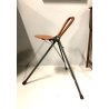 SEDILE PIEGHEVOLE PORTATILE BASTONE METALLO CUOIO VINTAGE FOLDING SEAT UK '50/60
