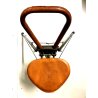 SEDILE PIEGHEVOLE PORTATILE BASTONE METALLO CUOIO VINTAGE FOLDING SEAT UK '50/60
