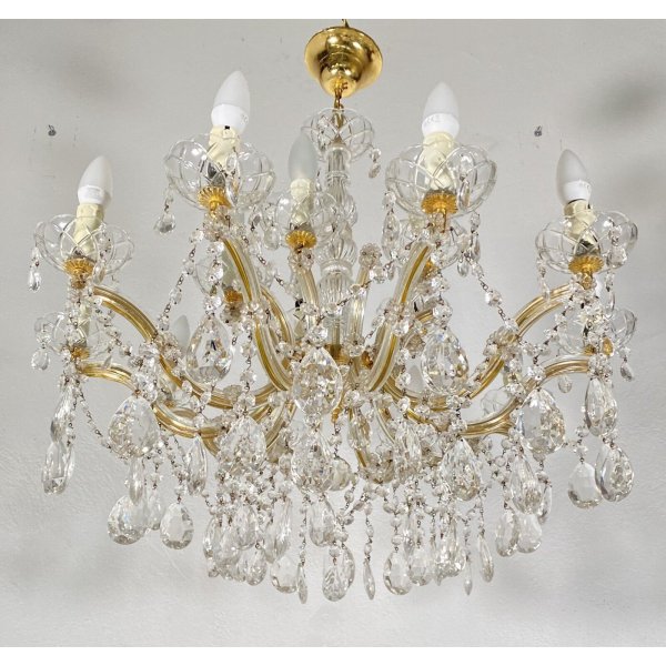 HOMCOM Lampadario Moderno a Gocce, 128 Pendenti in Cristallo e Base in